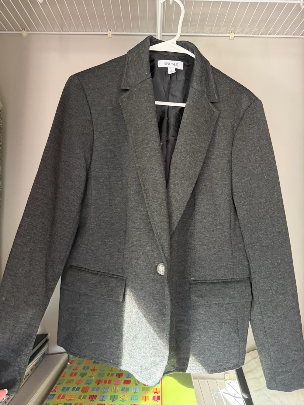 Nine West Women's Charcoal Gray Single-Button Blazer